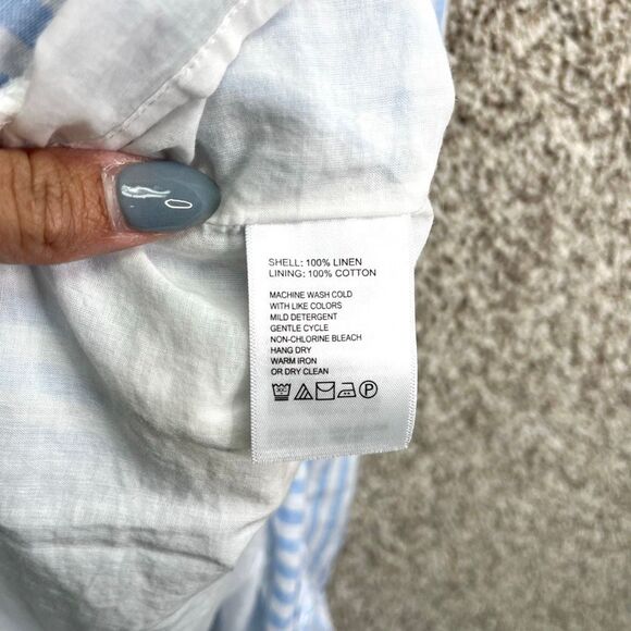 Tommy Bahama Dress Women’s S Cabana 100% Linen Blue Striped V-Neck Sleeveless Sh - Picture 4 of 7